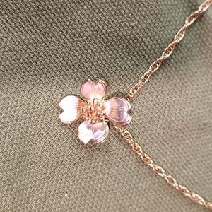 Rose Gold Floral Pink Petal Necklace By Giovanni